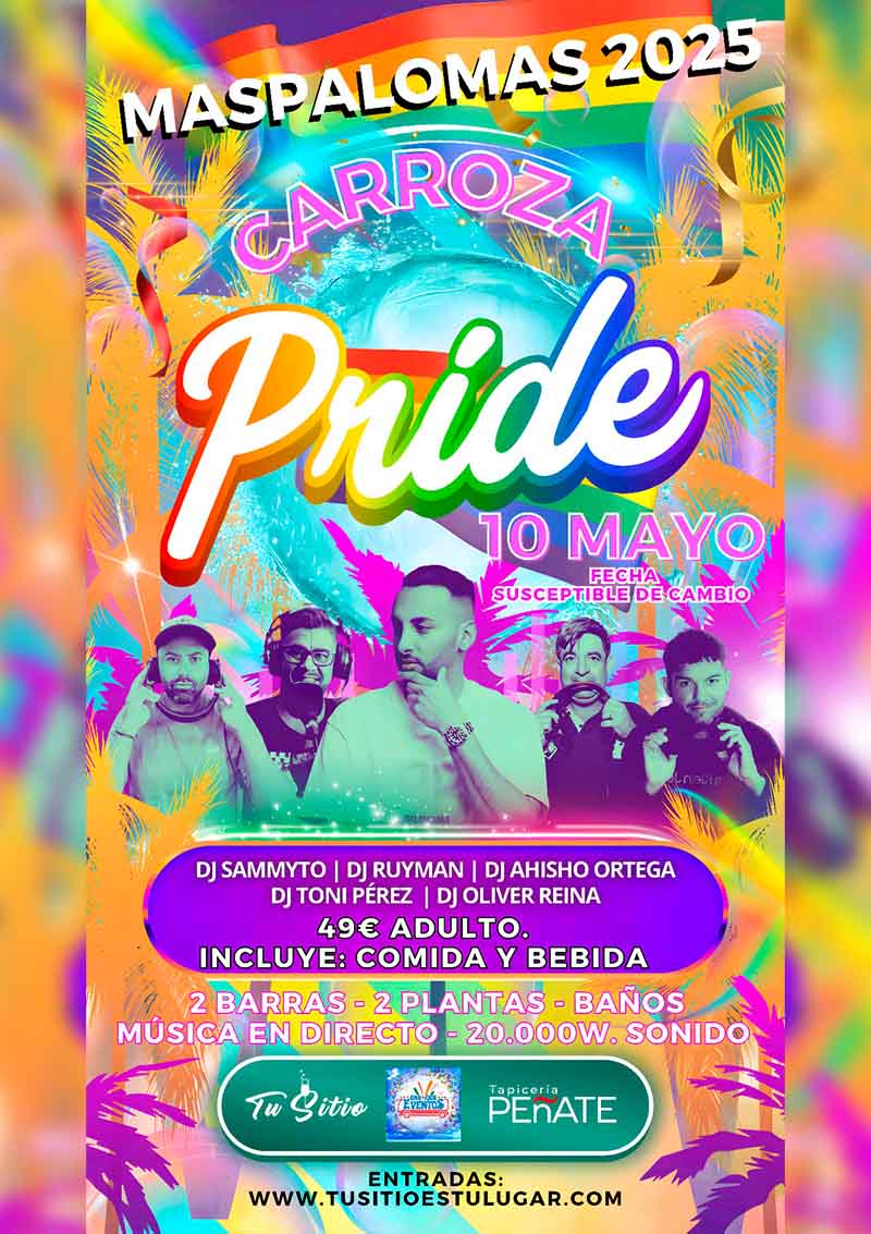 Maspalomas carroza pride del 10 de Mayo